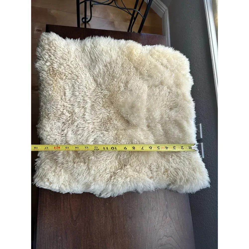 Handmade sheepskin throw pillow cover cream color